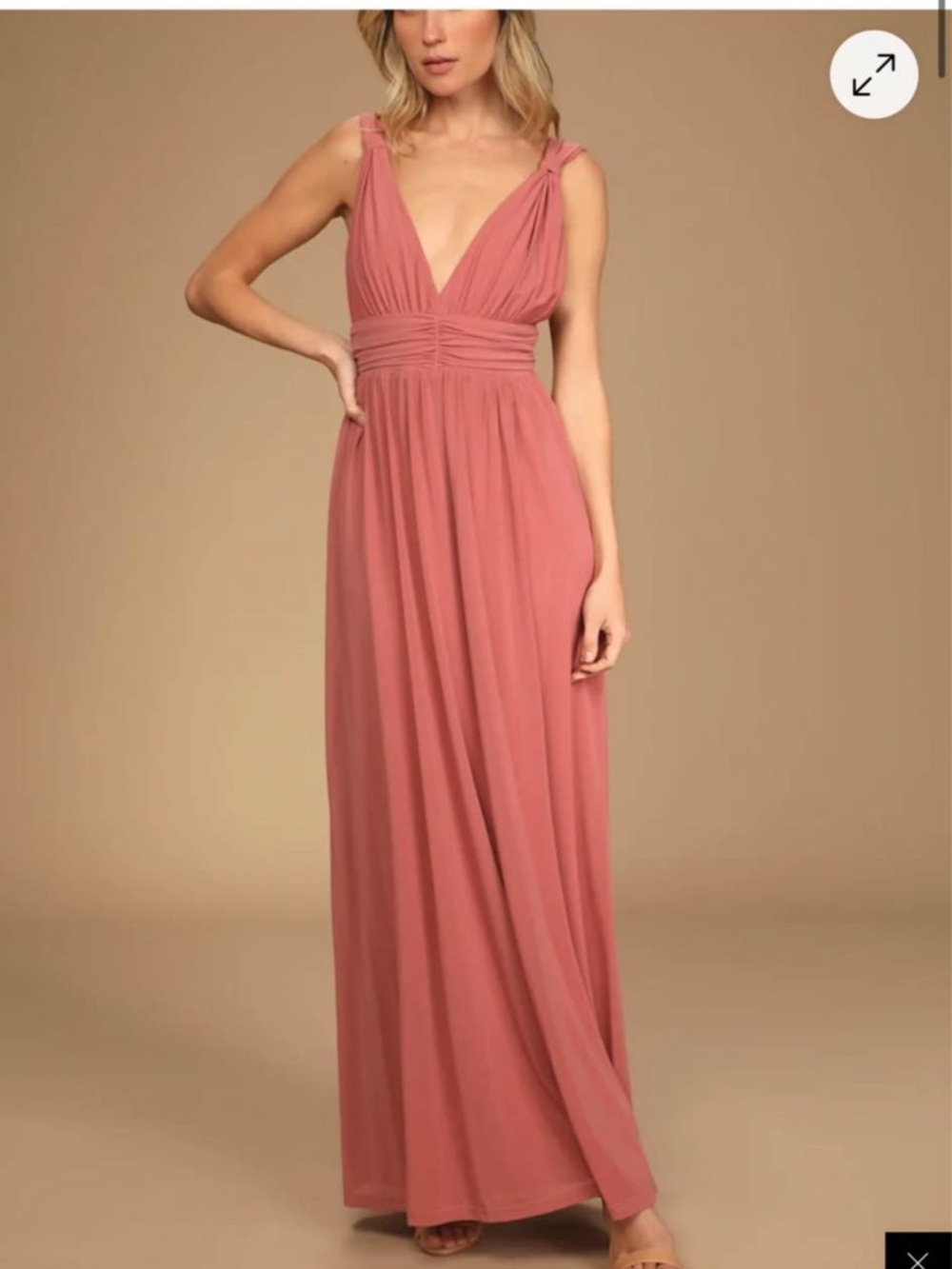 Lulu's Dusty Rose V-Neck Maxi Dress
